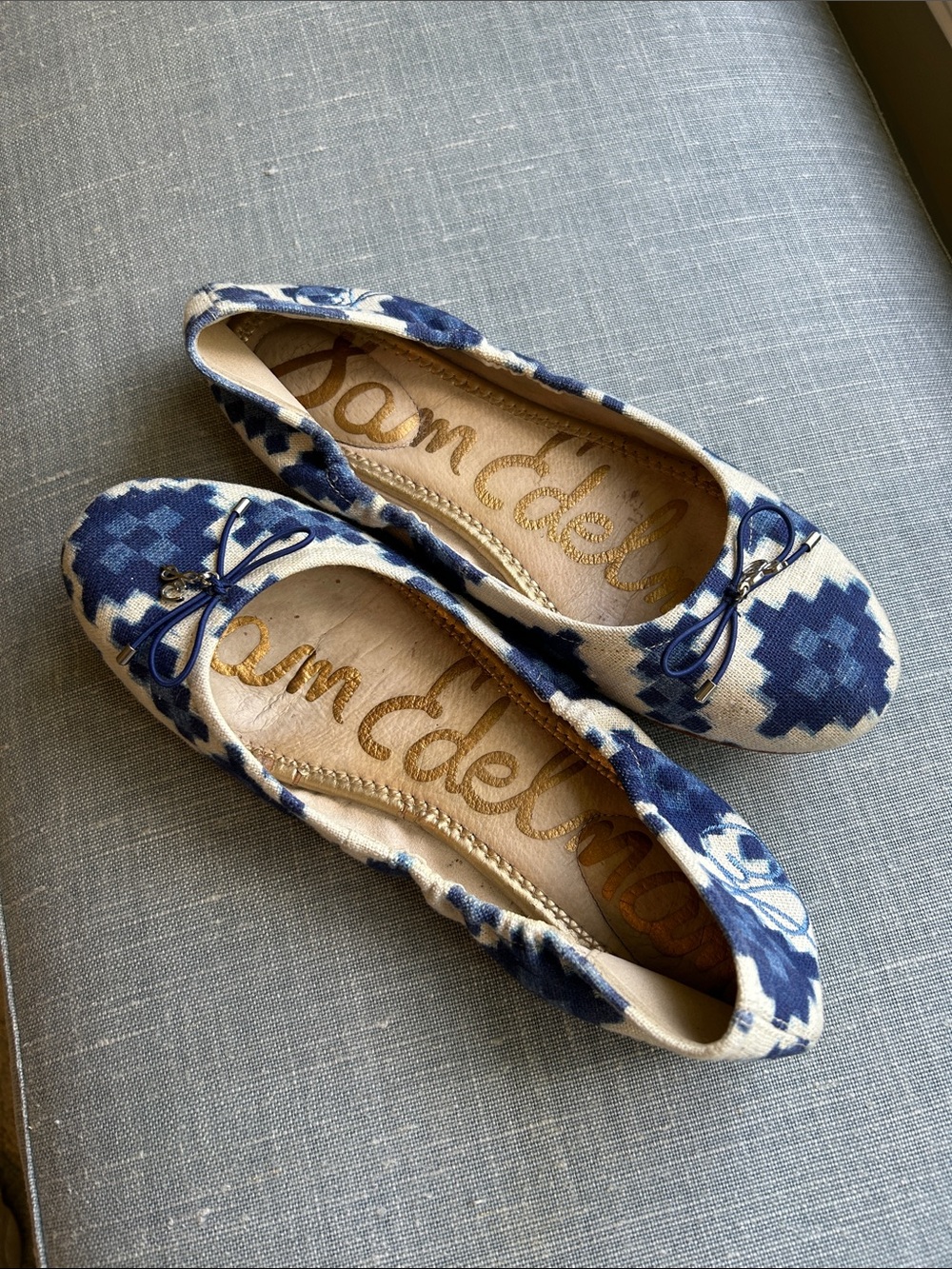 Sam Edelman Blue Aztec Print Ballet Flats Size 9 Boho Chic